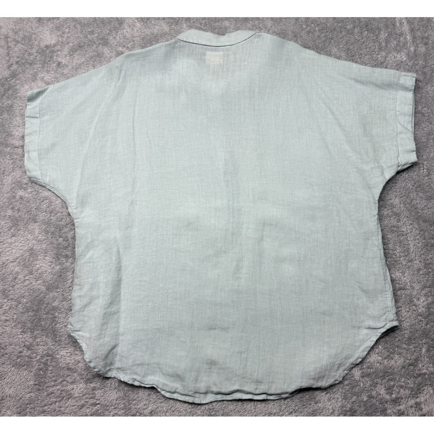 Petalura Button Up Shirt Size 1x Light Blue 100% Linen Lightweight Handmade — image 2 of 8